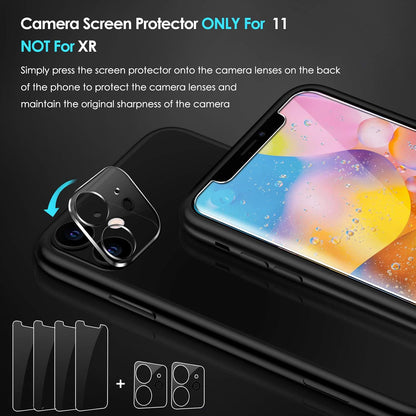 Ivoler - [4 Pack] Screen Protector & [2 Pack] Camera Lens Protector For iPhone XR/11