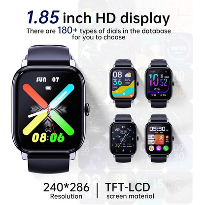 Llkboha - Smart Watch With Call Function, 1.85" Touch Screen, IP68 Waterproof, Heart Rate/Spo2/Sleep Monitor