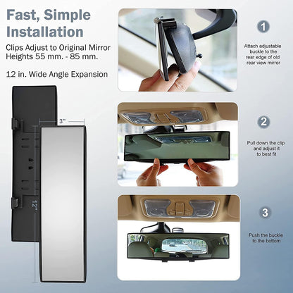 Verivue Mirrors - Universal 12" Panoramic Anti-Glare Rearview Mirror