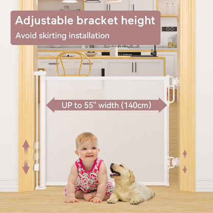 Momcozy - Retractable Mesh Baby Gate, 33" Tall, Extends Up To 55" Wide