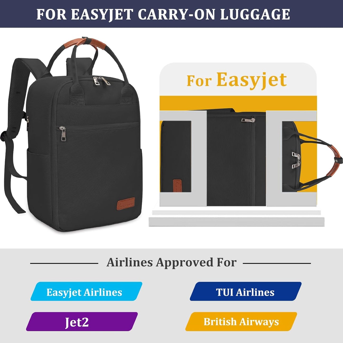 Lossga - Travel Backpack 45x36x20 for EasyJet, 16" PC Holder, Hiking/Camping