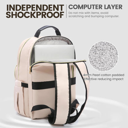 Lovevook - Laptop Backpack For Women 15.6 Inch, Waterproof With USB Port, Nude