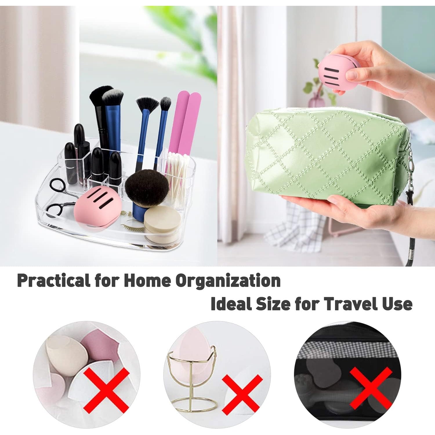 Leyix - Pink Silicone Makeup Sponge Travel Case