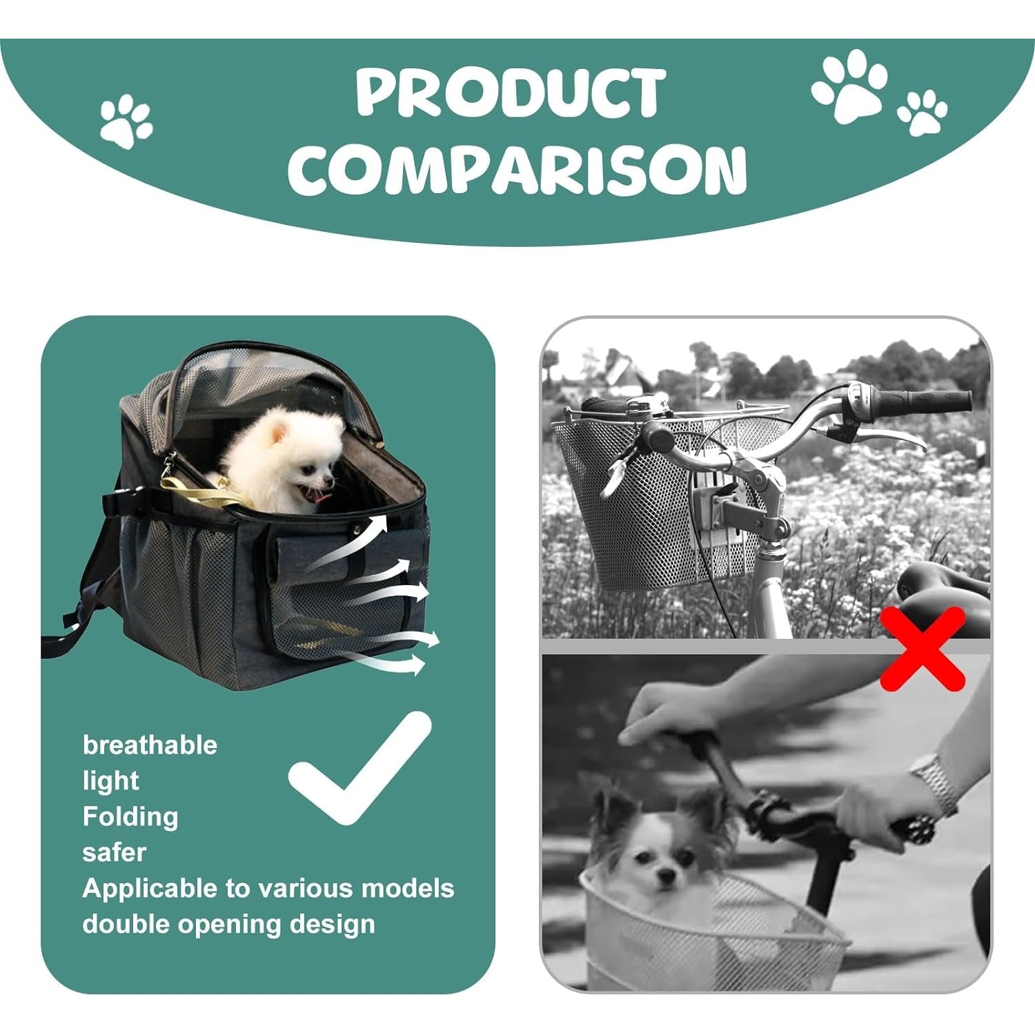 Dechoga - Bike Basket For Dogs And Cats With Handlebar Adapter