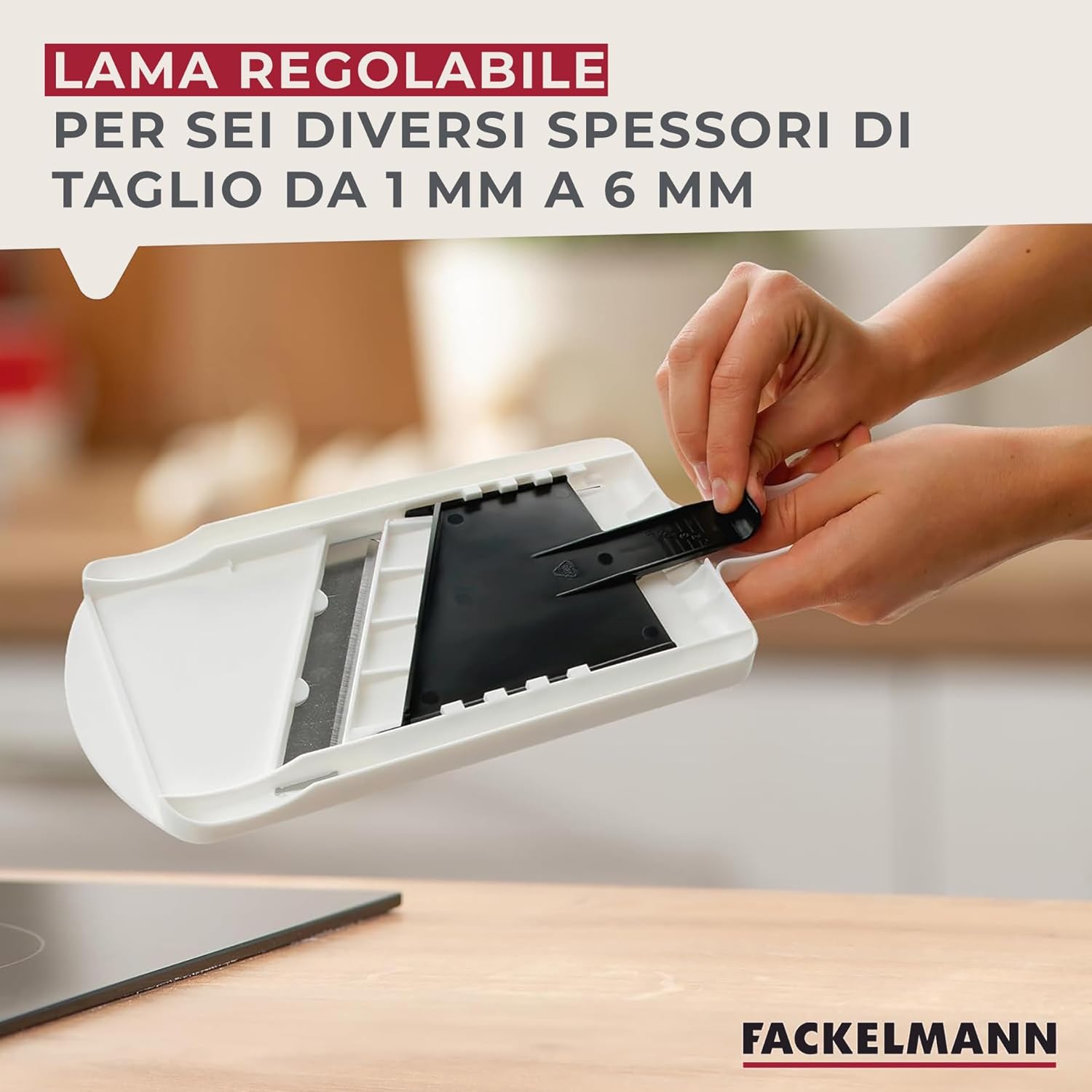 Fackelmann - Adjustable Stainless Steel Mandoline Slicer With Safety Guard