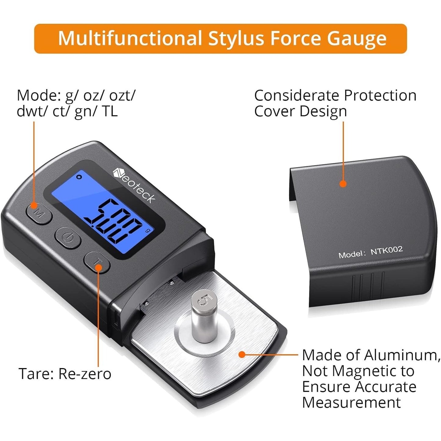 Neoteck - Digital Turntable Stylus Force Scale Gauge 0.01G/5.00G Blue Lcd