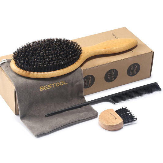 Bestool - 100% Pure Boar Bristle Hair Brush For All Hair Types