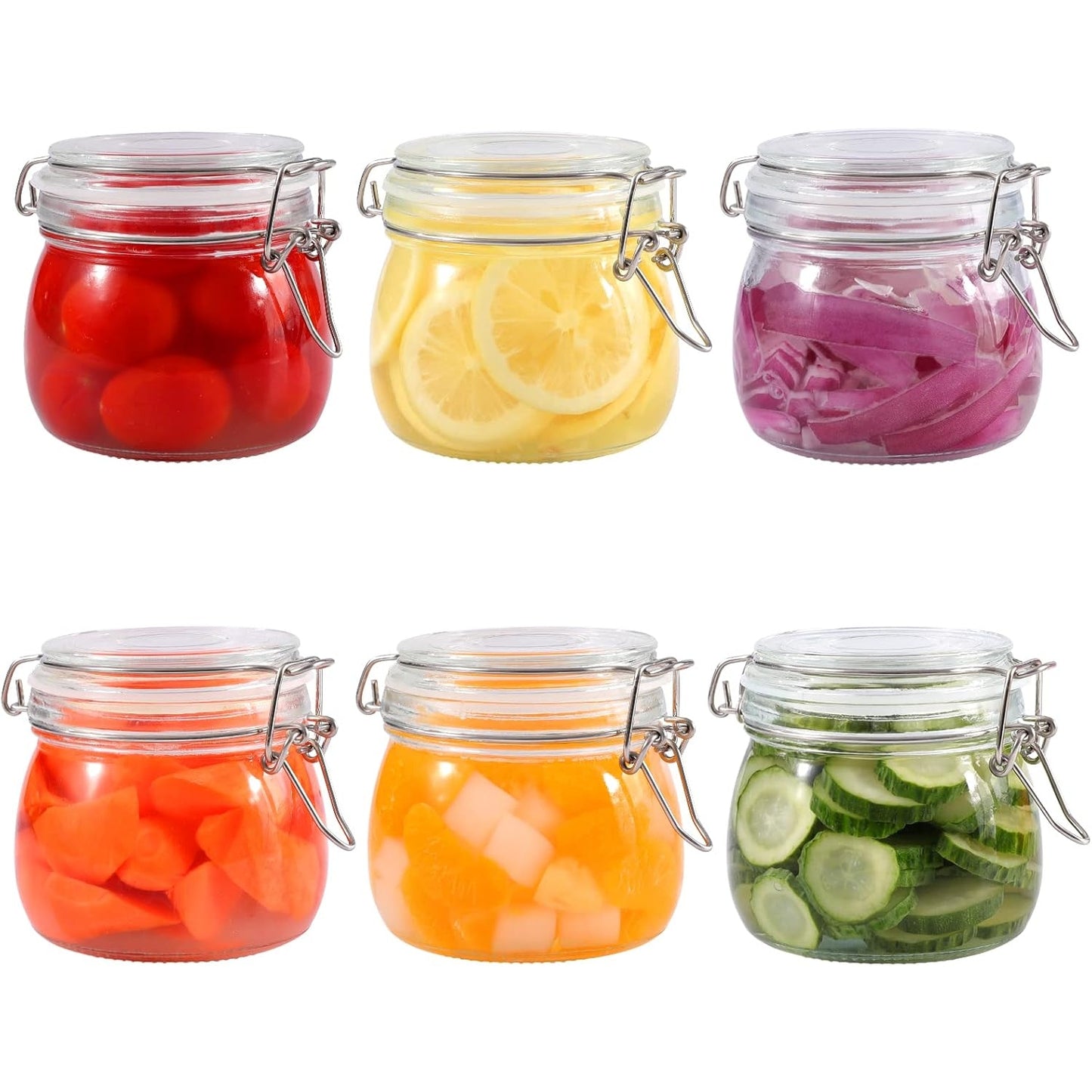 Honmtp - Airtight Glass Food Storage Jars With Sealing Wire (17 Oz, 6 Pack)