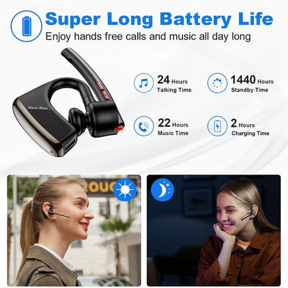 New Bee - Bluetooth Earpiece V5.2 Wireless Headset 24Hrs Talktime Noise Cancelling