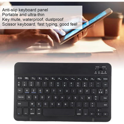 Bewinner - Wireless French Azerty Bluetooth Keyboard, 10-Inch Slim Portable (Black)