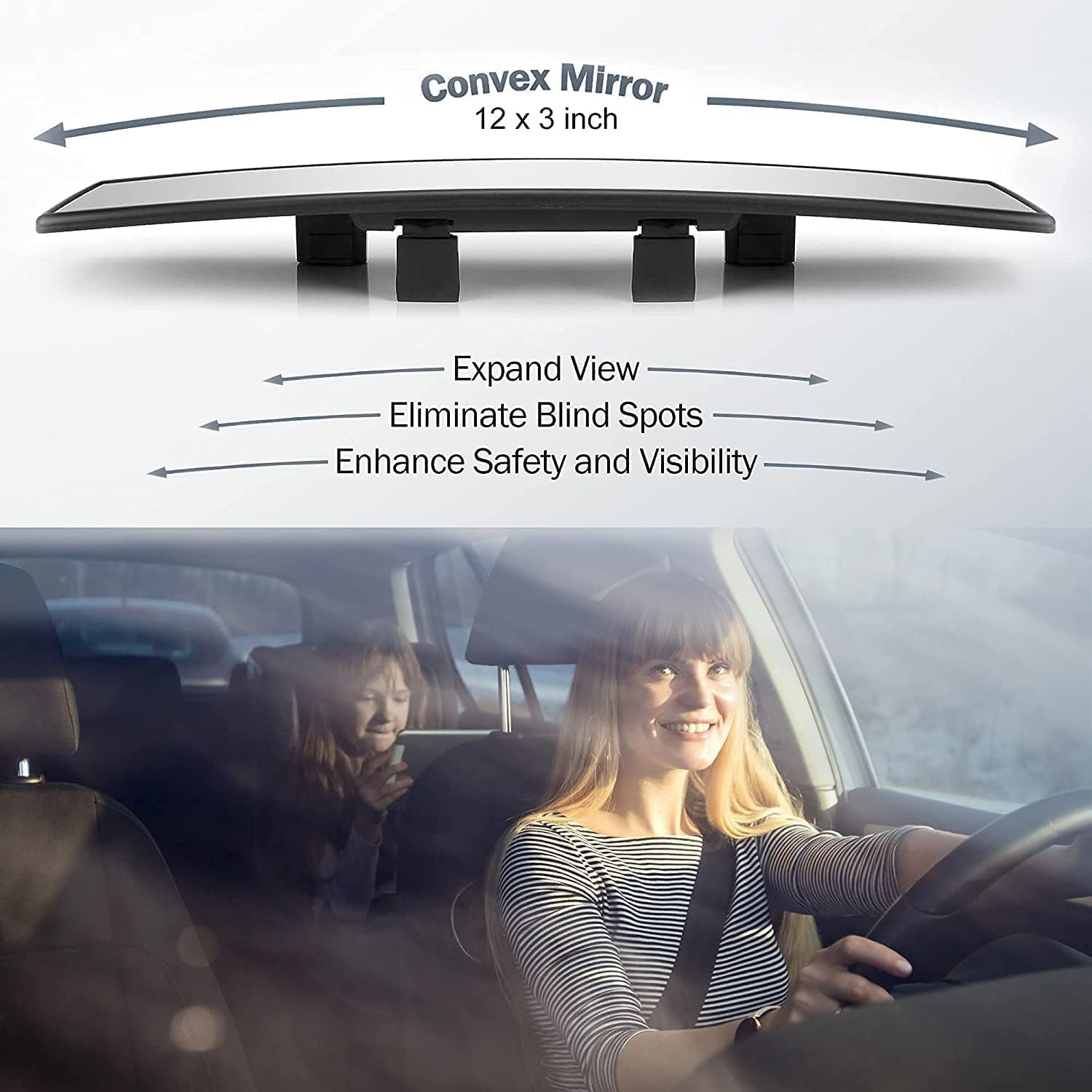 Verivue Mirrors - Universal 12" Panoramic Anti-Glare Rearview Mirror