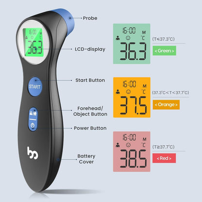 Joytech Healthcare Co. - Contactless Infrared Forehead Thermometer, Instant Accurate Reading, Black