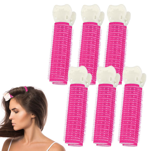 Cencery - Hair Rollers With Clips, 6 Pieces, Instant Hair Volume, Velcro Curlers (Rose)