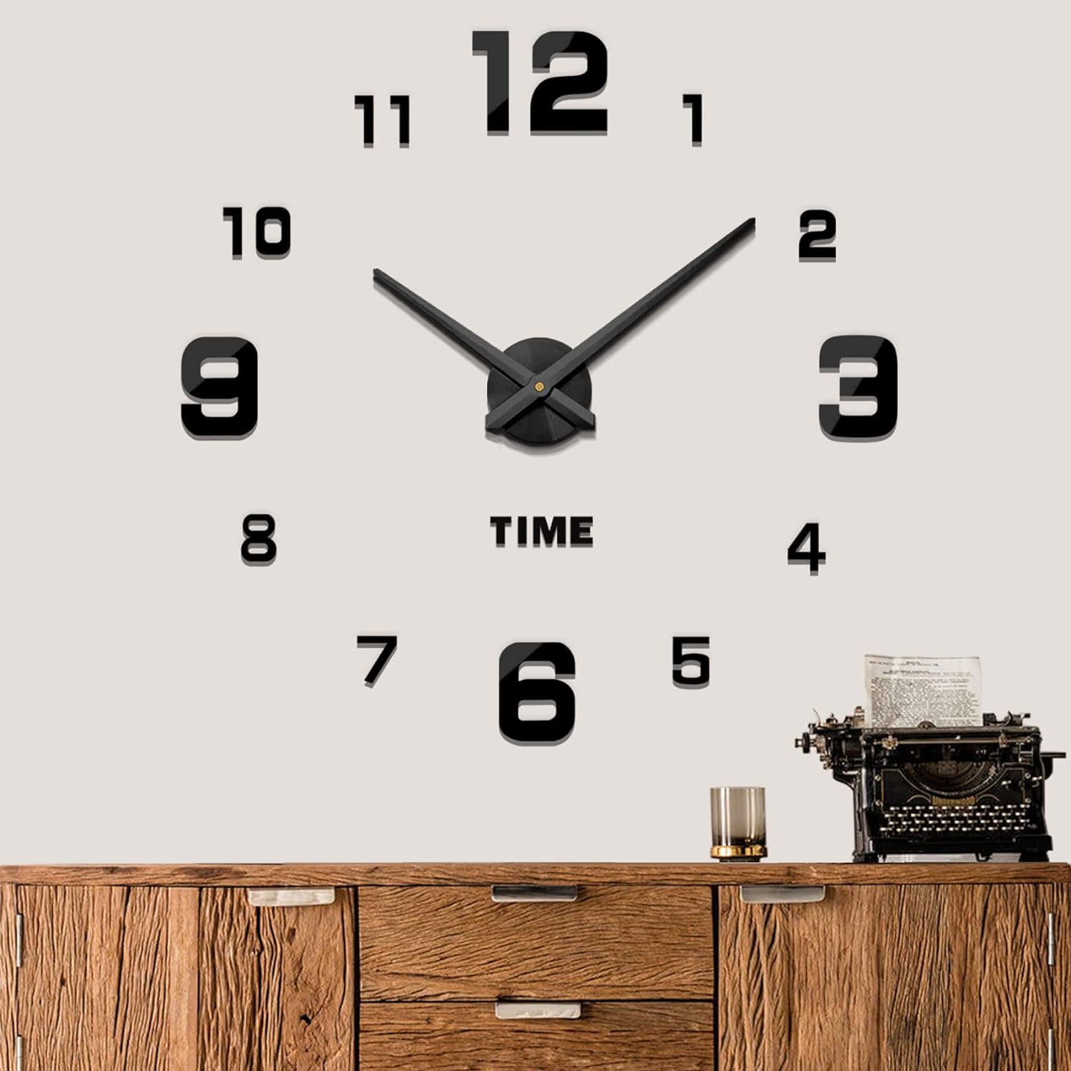 Mintime - Modern Frameless DIY 3D Wall Clock Mirror Numbers