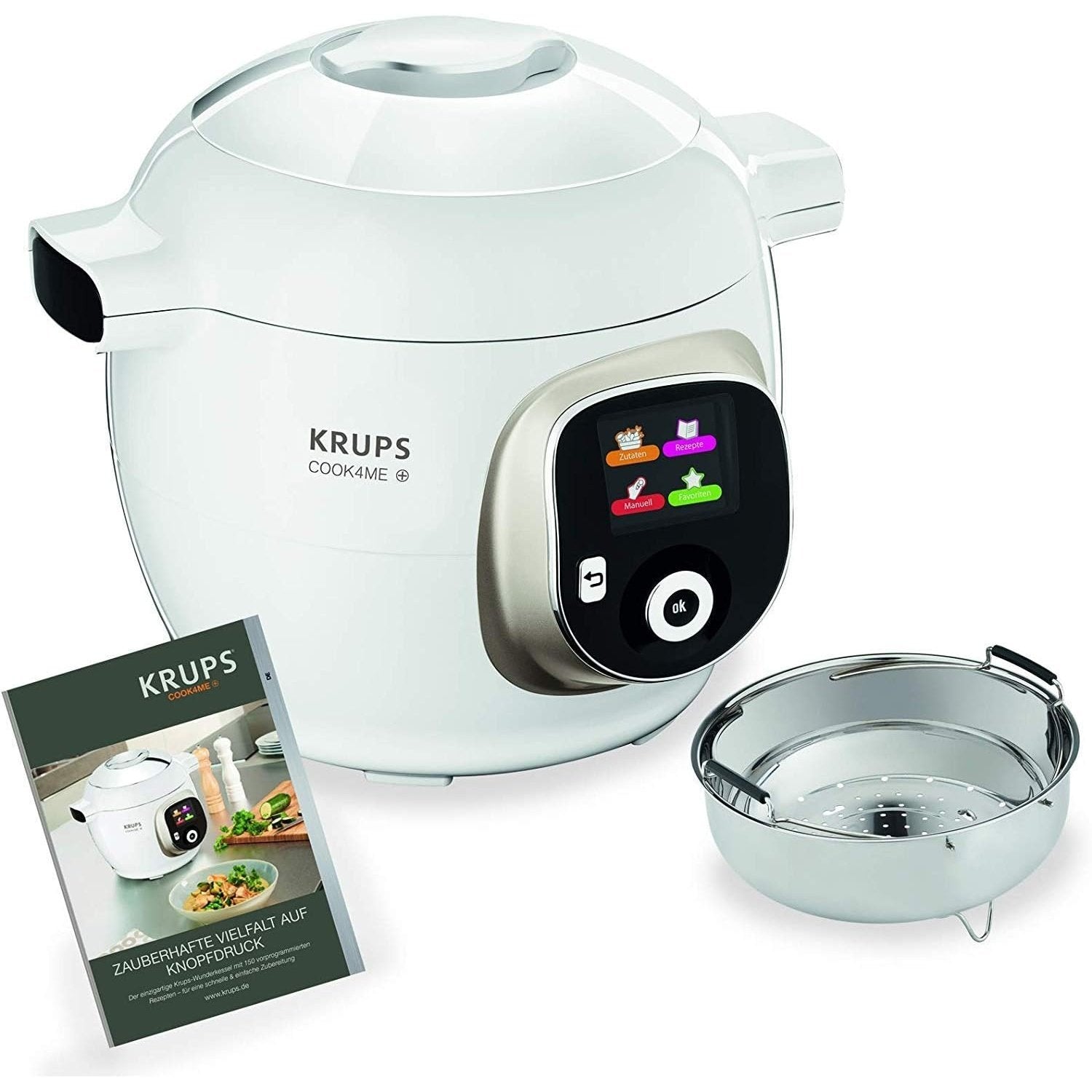 Krups - Cz7101 Cook4Me+ Multi Cooker, 1600W, 6L, White/Gray