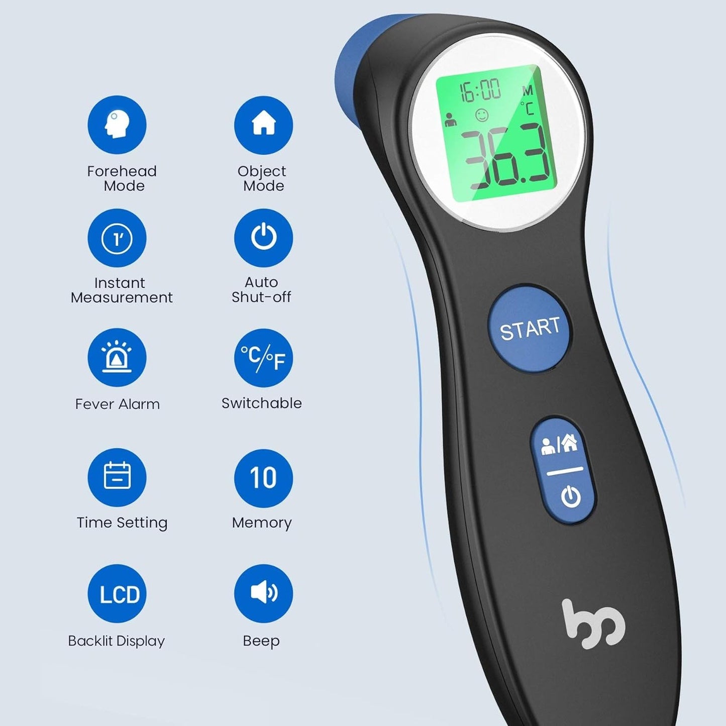 Joytech Healthcare Co. - Contactless Infrared Forehead Thermometer, Instant Accurate Reading, Black