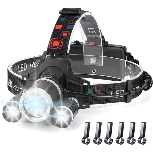 Ikaama - Rechargeable 6000 Lumen LED Headlamp, 4 Modes Waterproof for Outdoor Activities