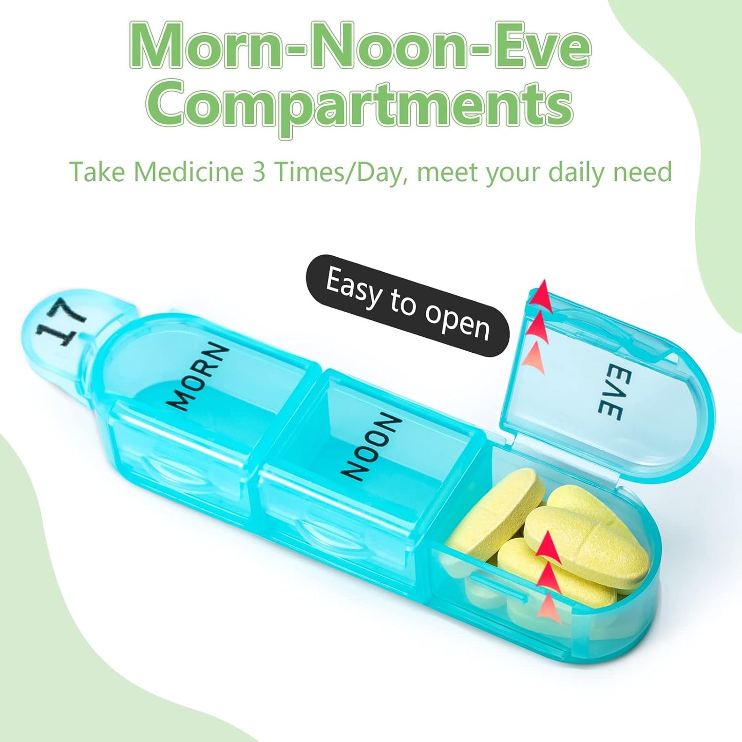 Zoksi - Monthly Pill Organizer 3 Times A Day, 31 Day Medicine Case With 32 Compartments