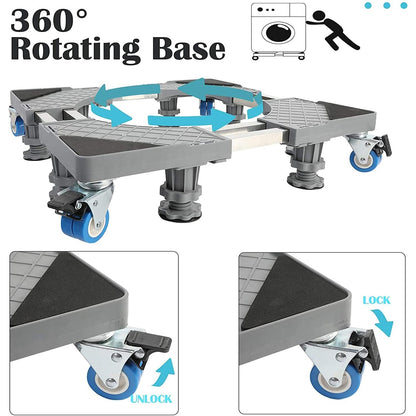 Ro - Adjustable Washing Machine Stand With Locking Wheels