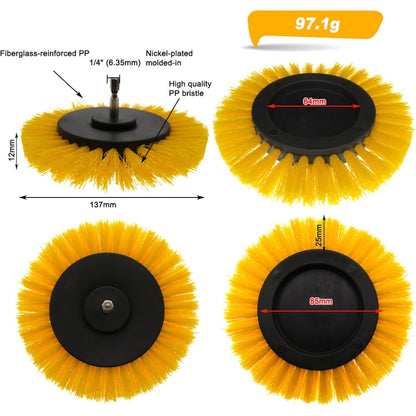 Neflum - 3.5" Drill Cleaning Brush With 1/4" Shank For Carpets, Kitchen, Bathrooms