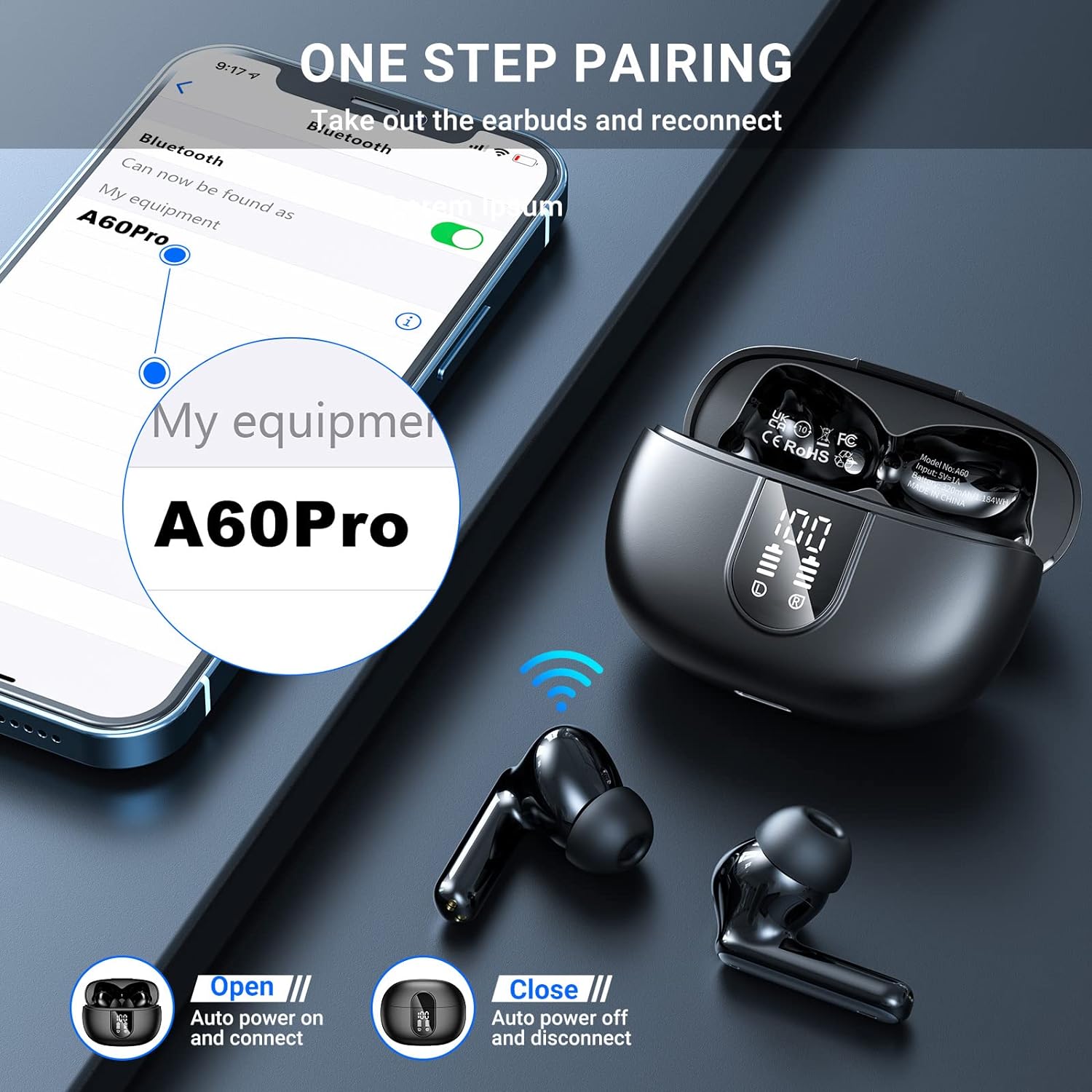 Aoslen - Wireless Earbuds Hifi Stereo With Noise Canceling Mic, 42Hs Playtime, Bluetooth 5.3