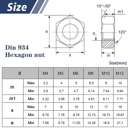 Leryati - Pack Of 100 M8 Stainless Steel Hex Nuts