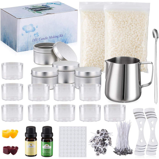 Dewu - Scented Candle Making Kit With Soy Wax, Beeswax, Wick & Melting Cup