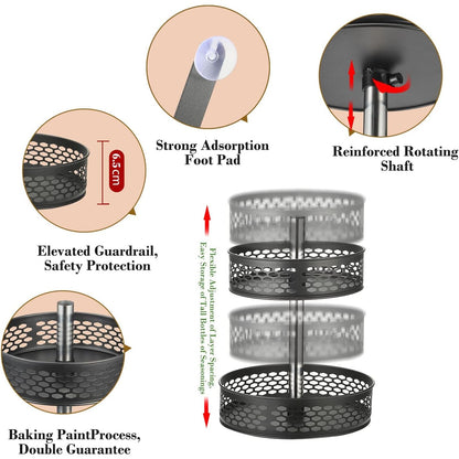 Furokoy - 2 Tier Rotatable Lazy Susan Spice Rack With Suction Cup Base