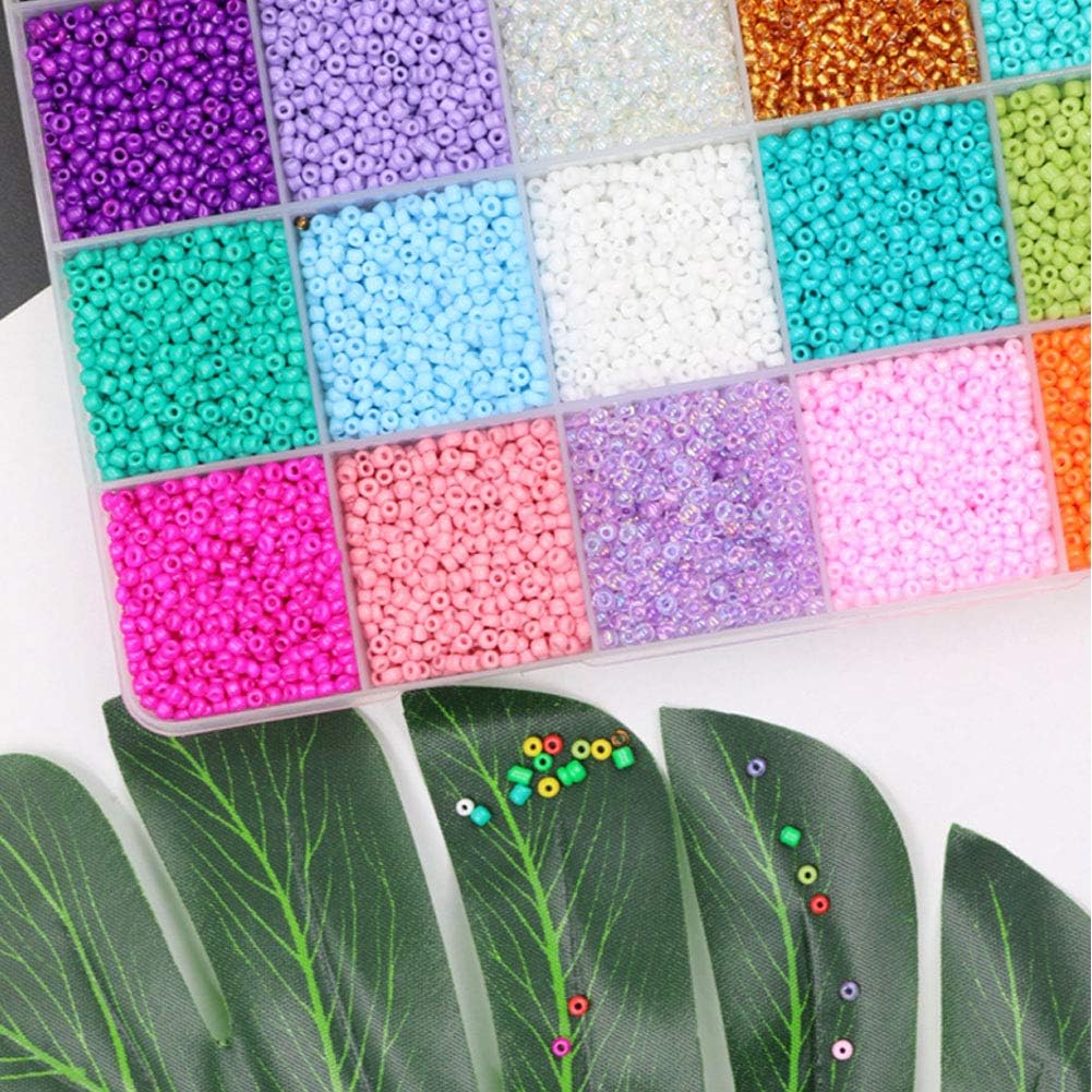 Civilipi - 24 Color Glass Seed Beads 12/0 Round Transparent For DIY Craft