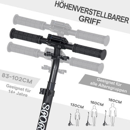 Mh Handel Gmbh - Homcom Adjustable Kick Scooter with Shock Absorber System, Black