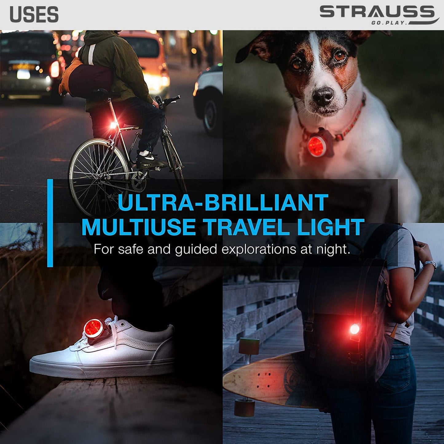 Strauss - Usb Rechargeable Bicycle Light Set | Super Bright Front & Rear Lights