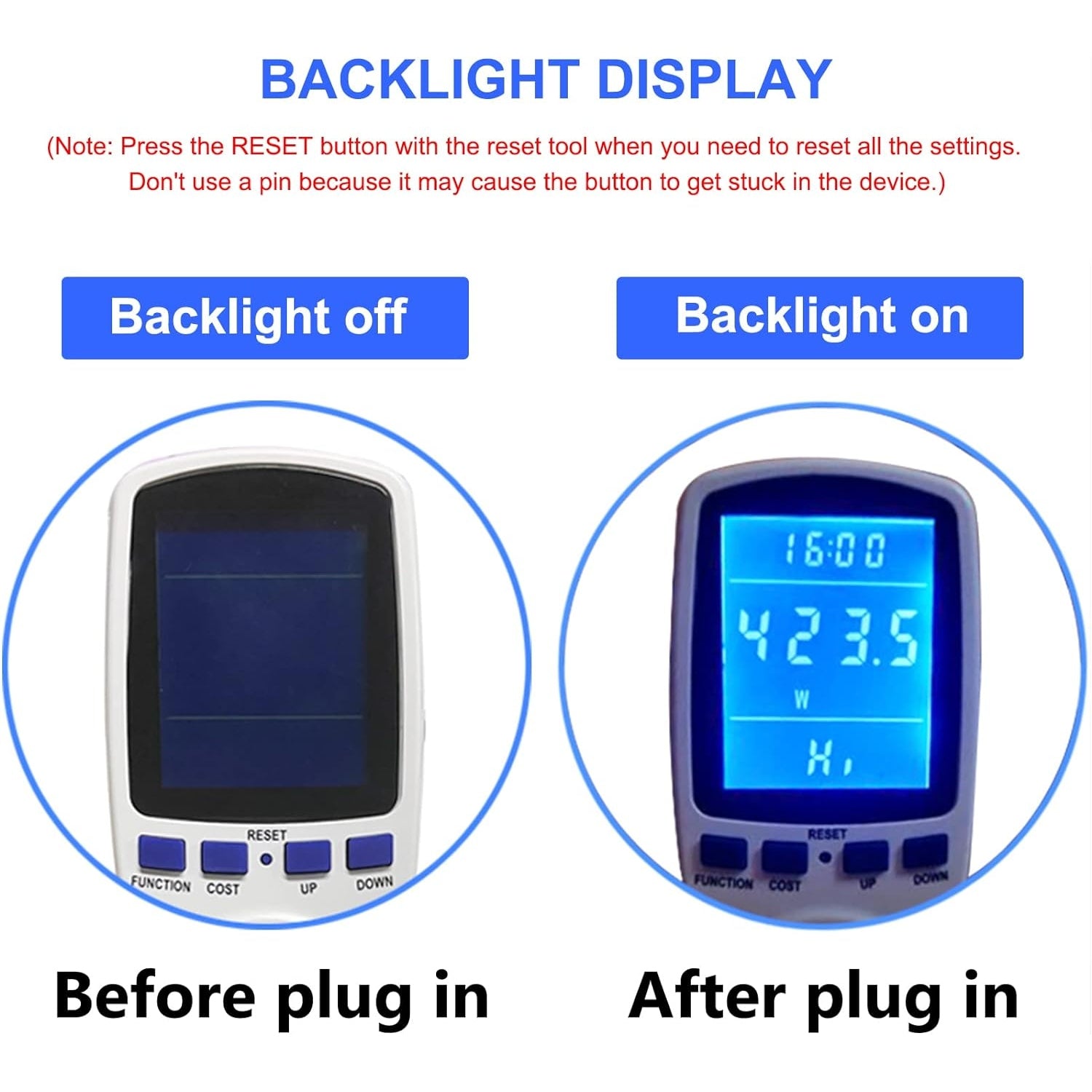 Mecheer - Upgraded Watt Meter Power Plug With Backlight & Overload Protection