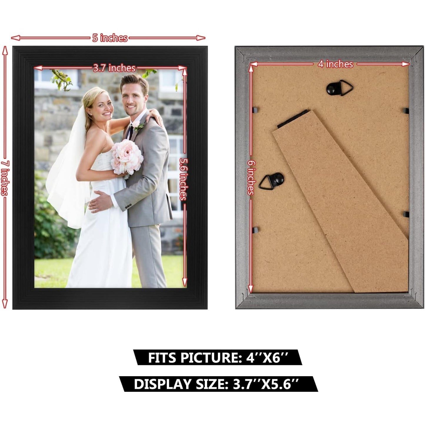 Pecula - 2 Pack 4x6 Black Picture Frame For Wall And Tabletop Display