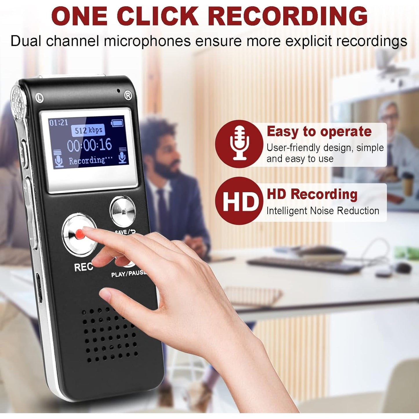 S - Digital Voice Recorder 3072Kbps HD Voice Activated With Playback