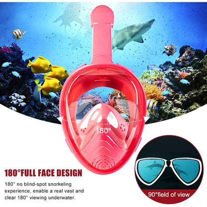 Narutoo - Kids' 180° Panoramic Full Face Snorkel Mask Anti-Fog/Leak