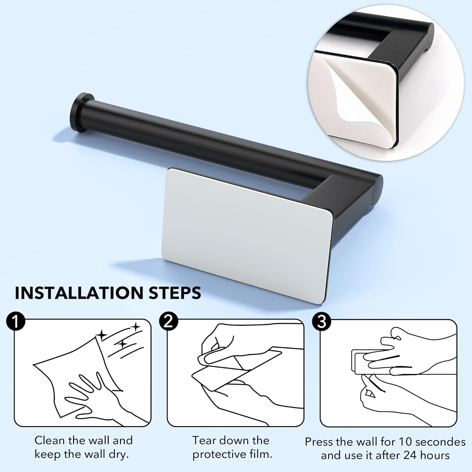 Amazon Basics - Matte Black Self-Adhesive Toilet Paper Holder