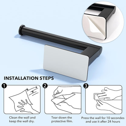 Amazon Basics - Matte Black Self-Adhesive Toilet Paper Holder