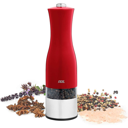 Ade - Electric Salt And Pepper Mill, Adjustable Ceramic Grinder, Red