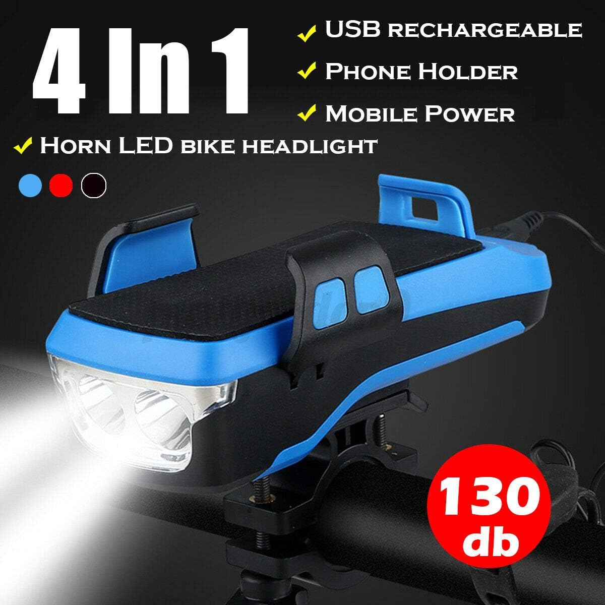 The Vendor Name Is Not Explicitly Mentioned In The Provided Columns - 4-In-1 Waterproof Bike Light, Horn, Phone Holder, Power Bank, Blue