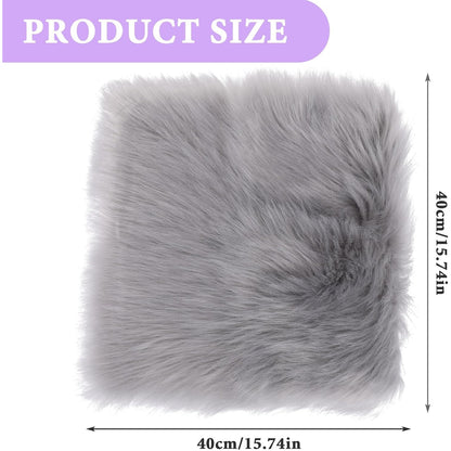 Sibba - Square Faux Fur Rug Fluffy Bedside Rugs For Bedrooms Grey