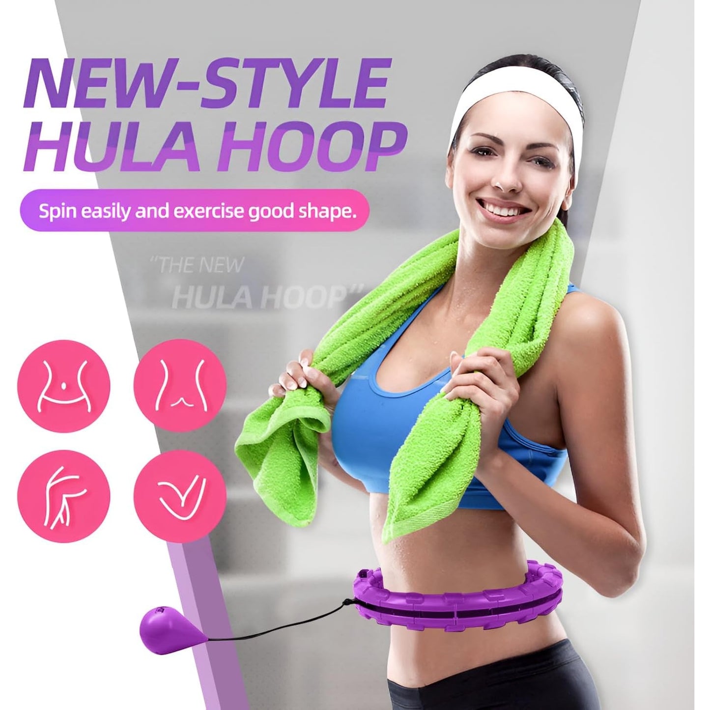 Zsmjaer - Adjustable Hula Hoop With Weight Ball For Fitness And Weight Loss