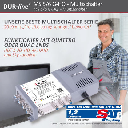 Dura-Sat Gmbh & Co.Kg - Dur-Line MS 5/6 G-HQ Multiswitch for 6 Participants - 4K UHD