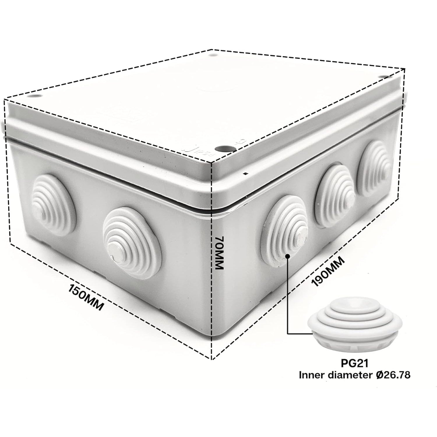 Doja Industrial - Waterproof Electrical Junction Box IP54 190x150x70mm