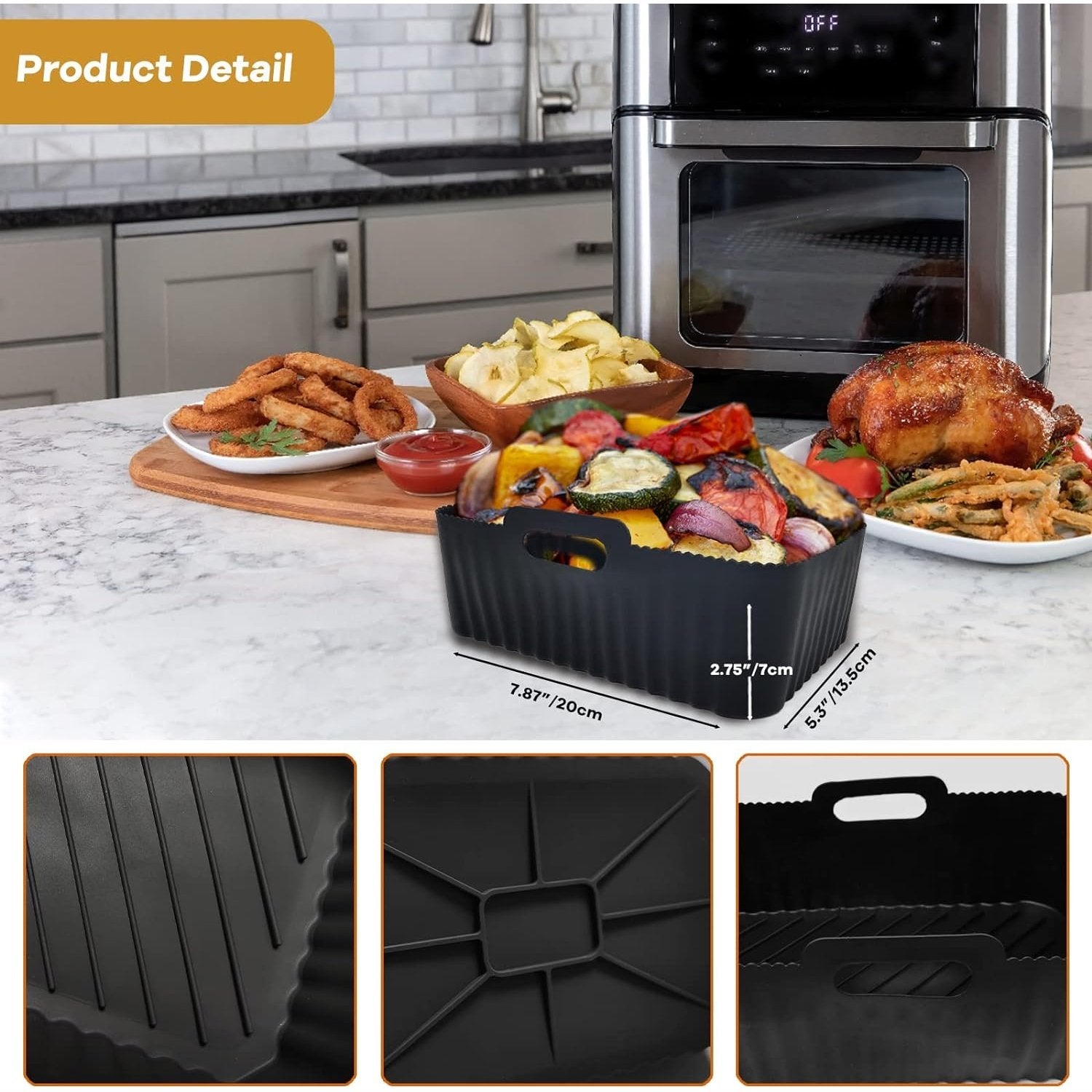 Euary - 2 Pack Air Fryer Silicone Liners for Ninja Dual Air Fryer, Reusable