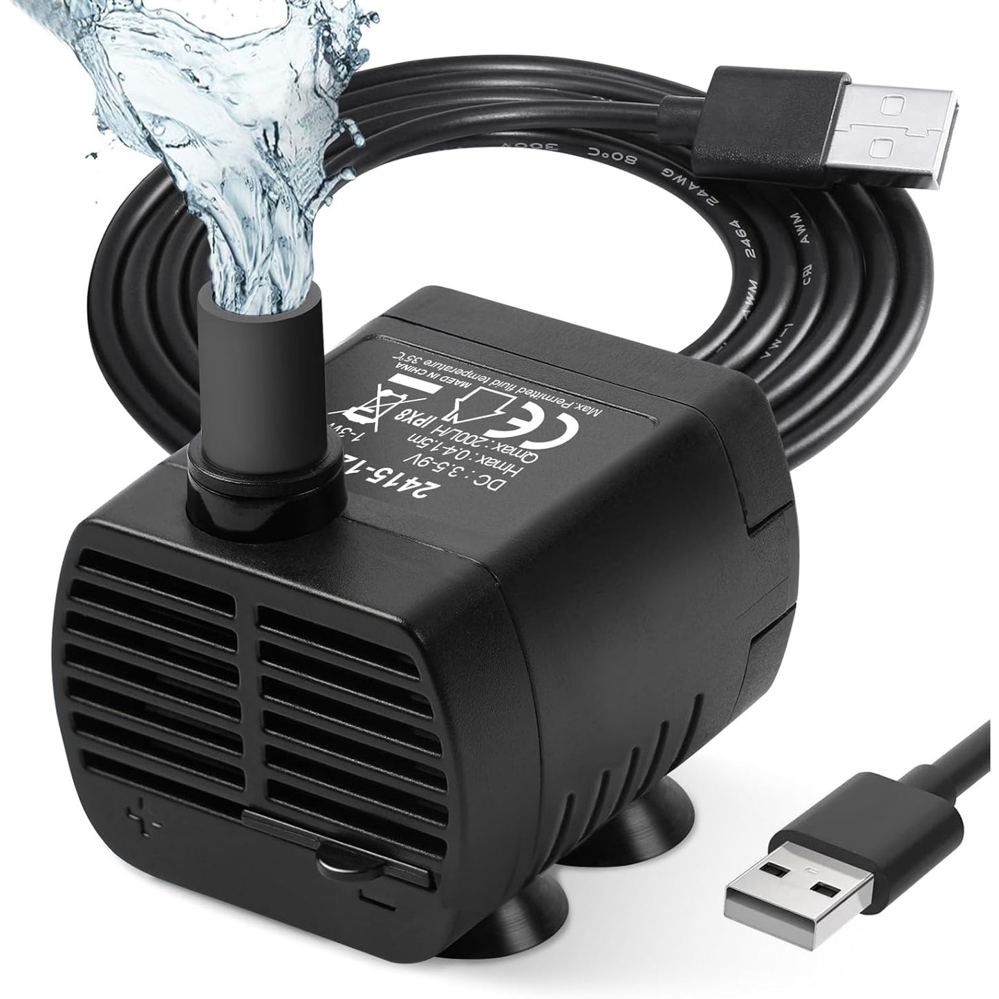 Flintronic - Submersible USB Water Pump for Aquarium, Fish Tank, Hydroponics