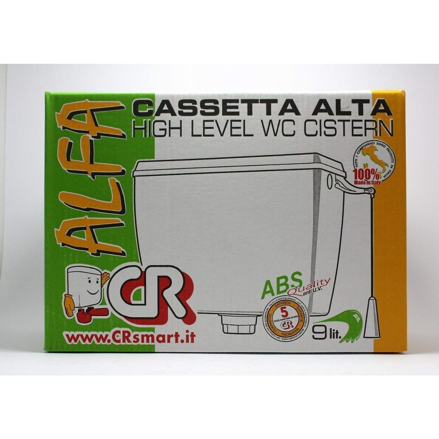 C.R. - Cassetta Alta Esterna Mod. Alfa A Catenella Bianca Con Coperchio Per WC