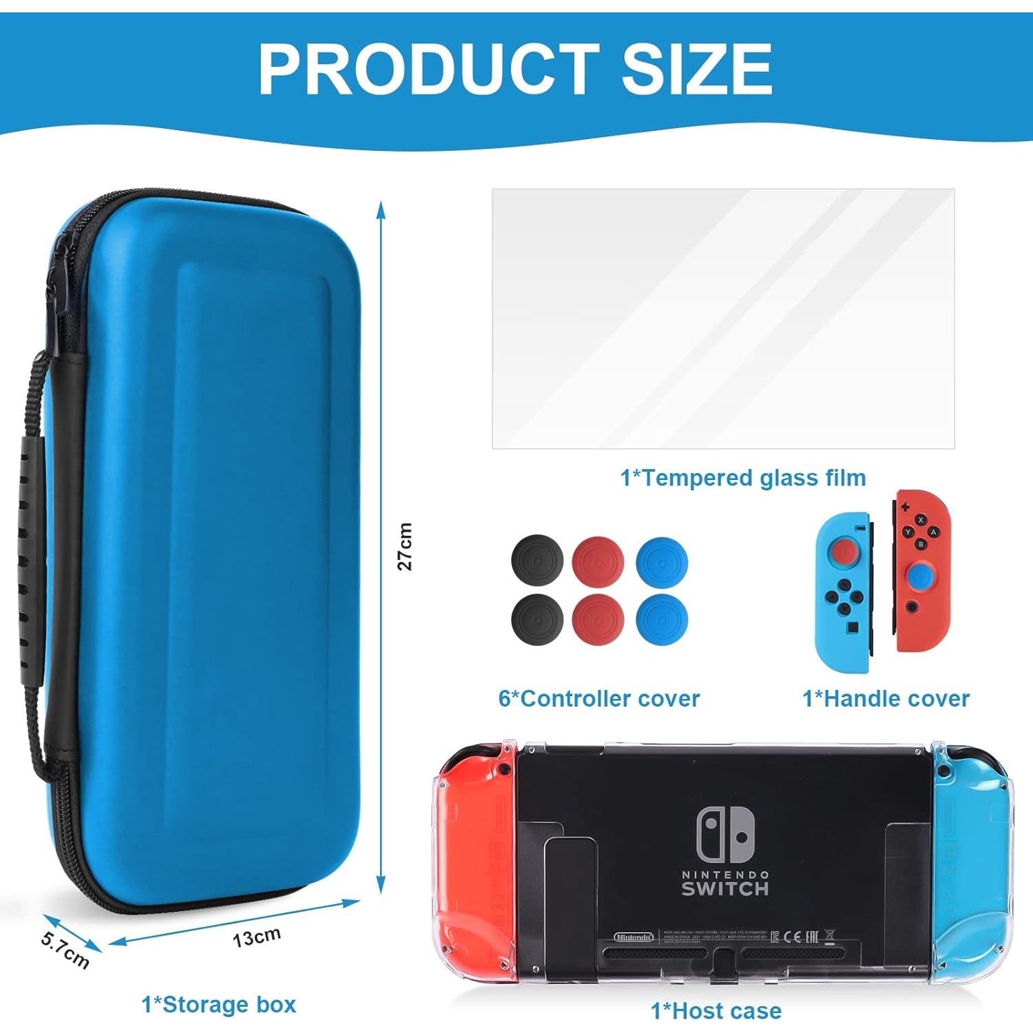 Vicloon - 10-In-1 Nintendo Switch/Switch Oled Carry Case, Blue