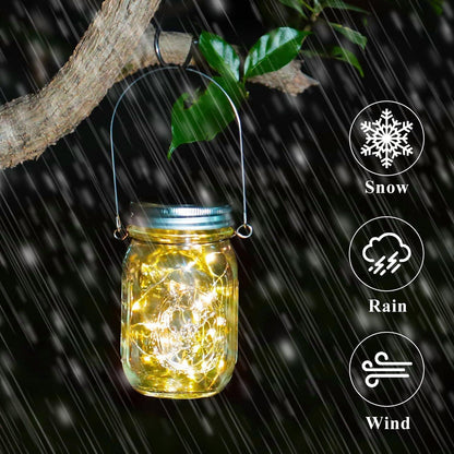 Newyang - Solar Mason Jar Lights 3 Pack 30LED Waterproof Fairy Firefly Lanterns