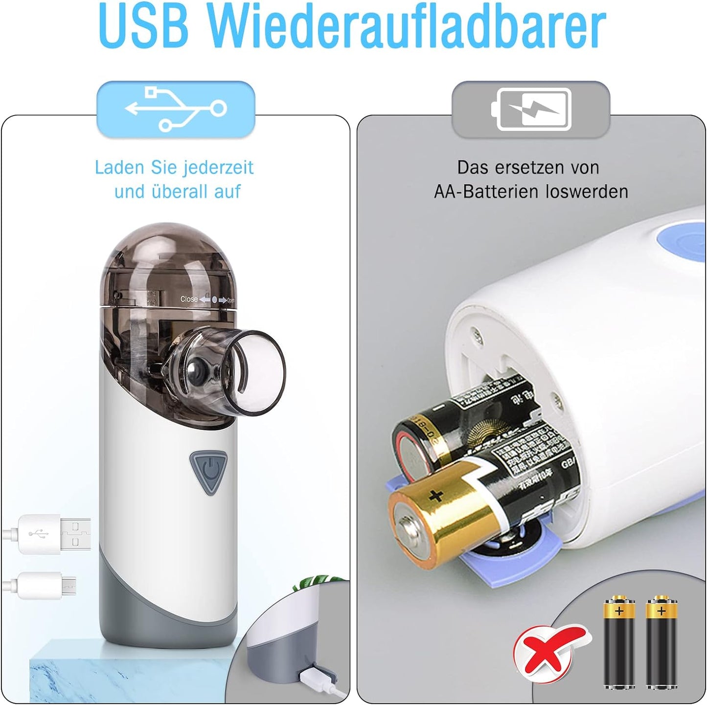 Uwelliky - Portable USB Rechargeable Inhaler Nebuliser For Respiratory Diseases