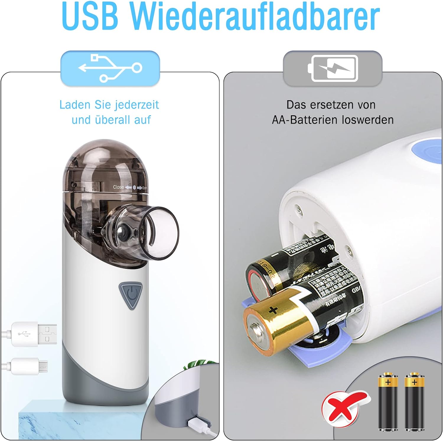 Uwelliky - Portable USB Rechargeable Inhaler Nebuliser For Respiratory Diseases